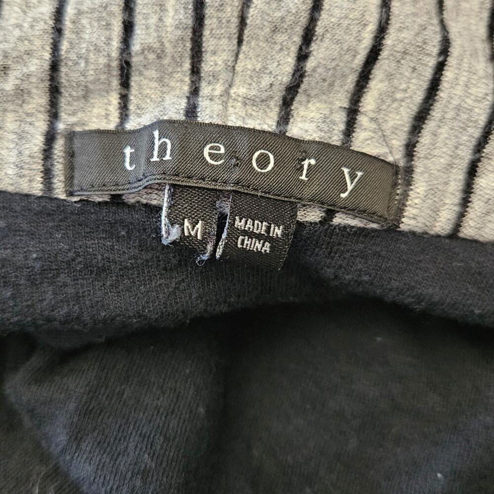 Theory Gray And Black Stripe Open Front Cardi Car… - image 5